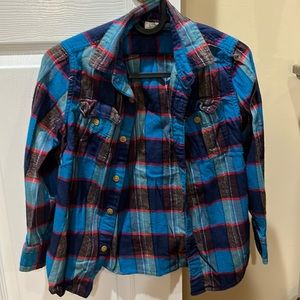 Crewcuts Boys size 8 flannel button down. Bright blue colors and super soft.